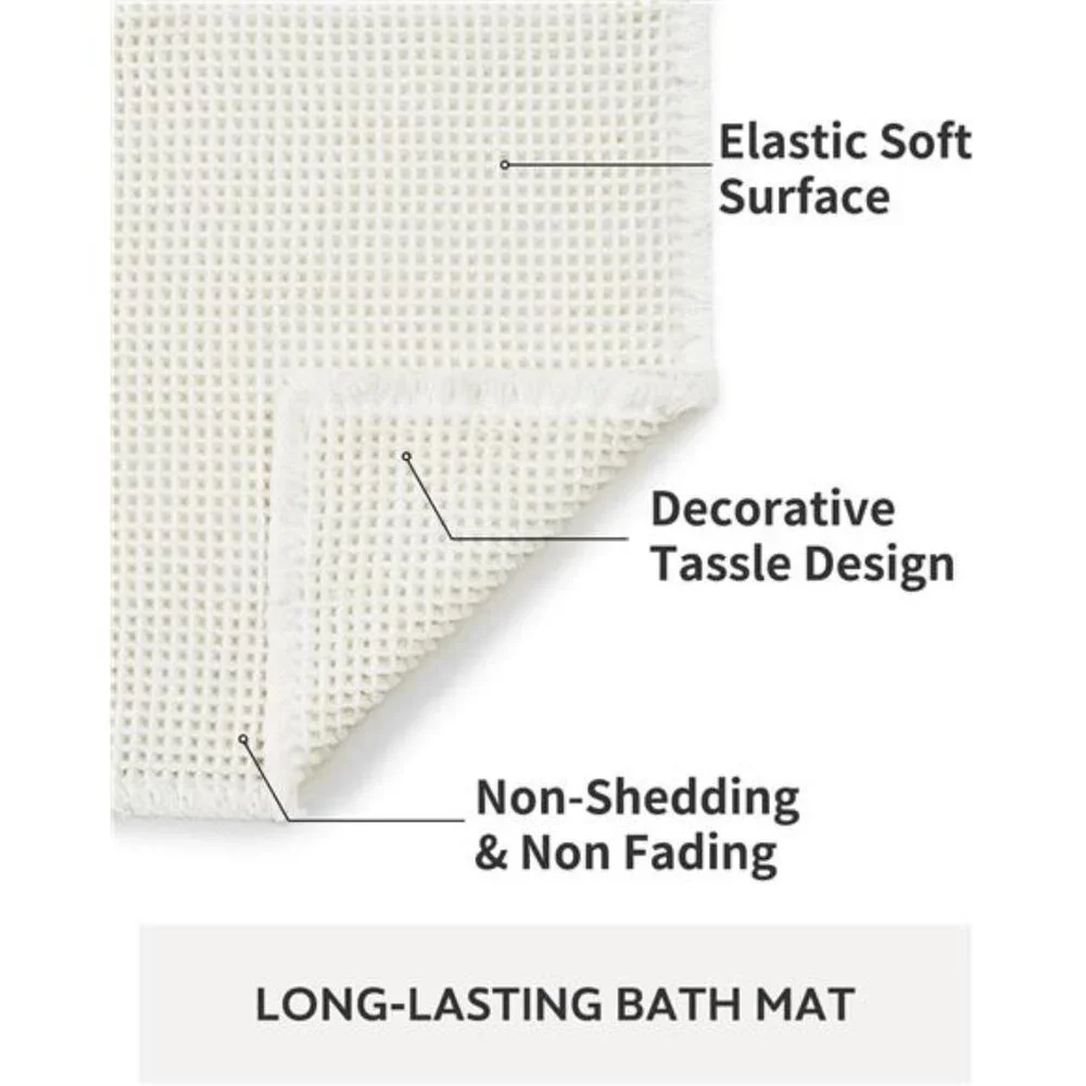Waffle Bath Mat Rug, Super Absorbent Non Slip Bath Mats for Bathroom Mat
